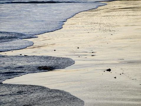 Calm ocean waves with subtle foam, Serene beach environment featuring soft .. Stock Photos
