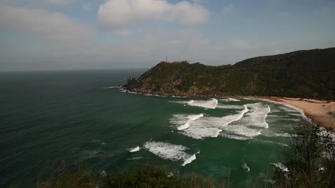 Calm ocean waves at Vung Ro Bay, Phu Yen, Vietnam Stock Footage 329080928