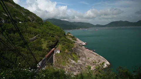 Calm ocean waves at Vung Ro Bay, Phu Yen, Vietnam Stock Footage 329080932