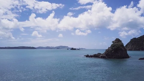 Calm Oceanscape With Clouds Rolling Past Stock Footage 86665904