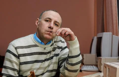 Calm pensive man Stock Photos