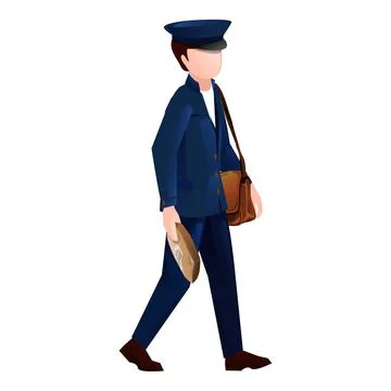 Calm postman icon cartoon vector. Job box Illustration