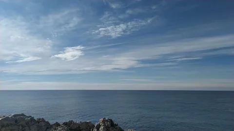Calm, relaxing and tranquil blue Adriatic sea and clear sky in Verudela beach Stock Footage 147625514