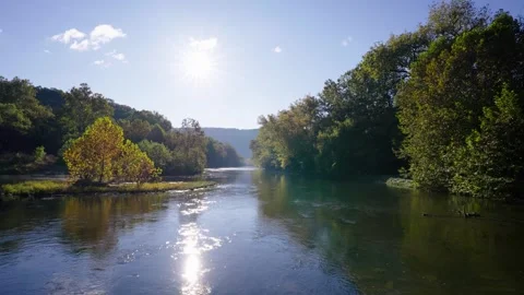 Calm River During Autumn Stock Footage 305585812