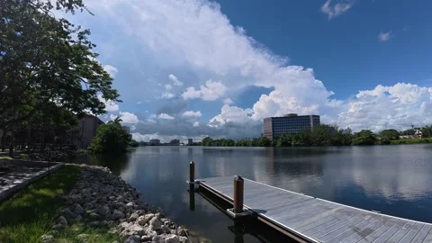 Calm river flowing through a peaceful natural landscape Stock Footage 320204643