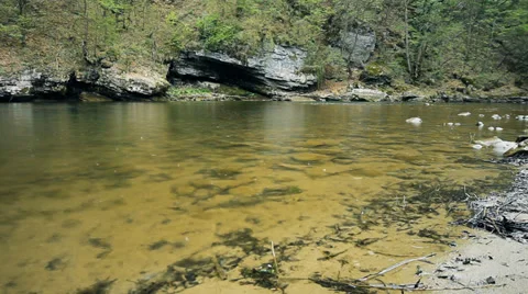 Calm river with rain drops Stock Footage 37556266