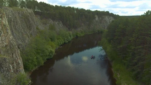 Calm river, sailing boat Stock Footage 91837511