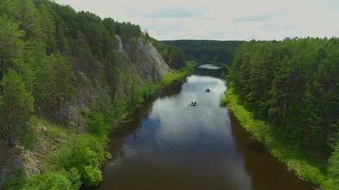 Calm river, sailing boat Stock Footage 91844965