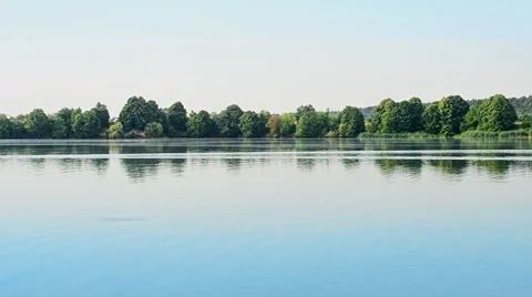 Calm river in summer with green trees Stock Footage 67248567