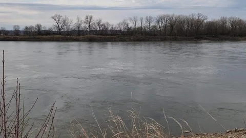 Calm river surface with subtle eddies and gentle current Stock Footage 331764460