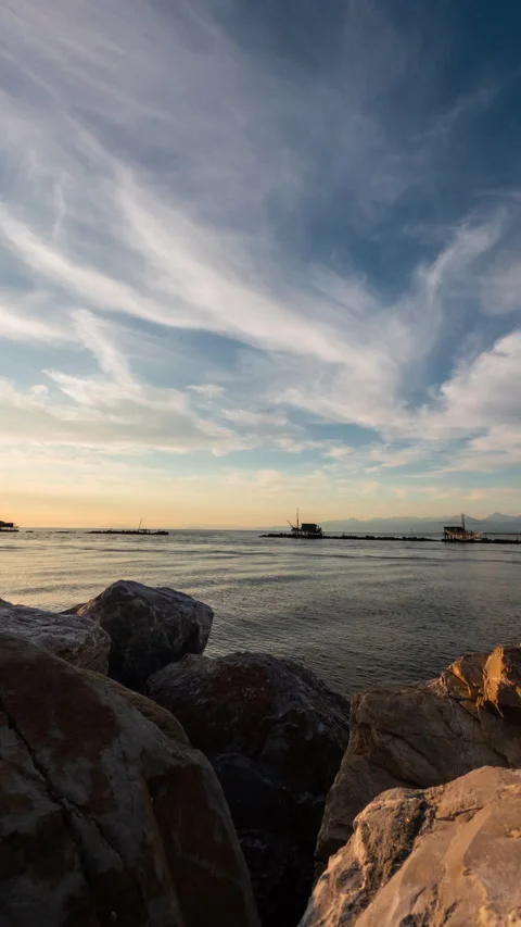 Calm Rocky Beach Time Lapse During Summer Stock Footage 276128586