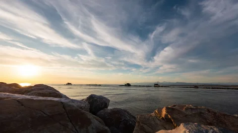 Calm Rocky Beach Time Lapse During Summer Stock Footage 276311465