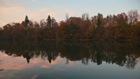 Calm Sava River flowing in pristine nature Stock Footage 169370754