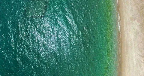 Calm Sea and Empty Beach Aerial View Stock Footage 130613058