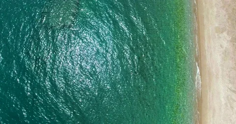 Calm Sea And Empty Beach Drone Shot Stock Footage 130613076