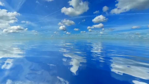 Calm Sea and Sky View in Full Rotation, Background, Clouds, Exclusive, Nature Stock Footage 271198441