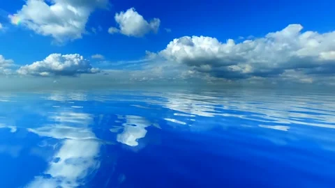 Calm Sea and Sky View in Full Rotation, Background, Nature, Clouds, Exclusive Stock Footage 271198564