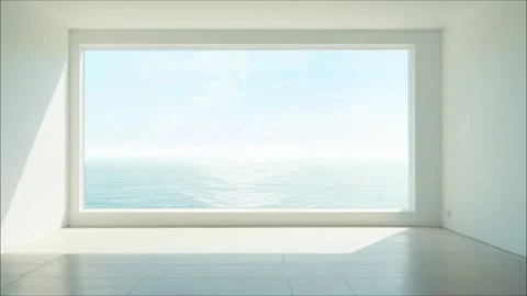 Calm Sea Behind Bright Window Video stock 312451663