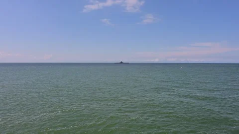 Calm sea on a clear summers day in Herne Bay, Kent Stock Footage 276331288