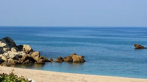 Calm sea at a sandy beach Stock Footage 46592532