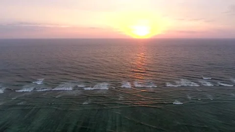 Calm sea with sunset sky. Smooth drone footage in Gili Trawangan, Lombok Stock Footage 131579678