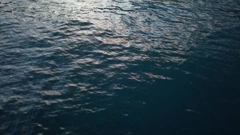 Calm sea surface close up at sunset time, low angle view Stock Footage 128443889