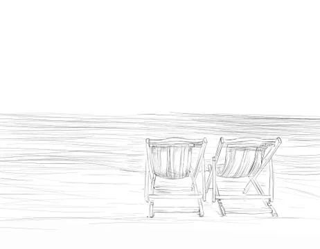 The calm sea with two empty dwellers, Stock Illustration