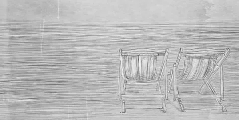 The calm sea with two empty dwellers Stock-Illustration
