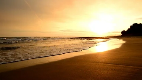 The calm sea in a very cloudy sunset in Spain Video stock 83894832