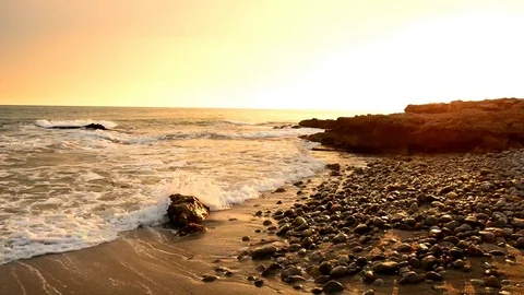 The calm sea in a very cloudy sunset in Spain Stock Footage 83894896