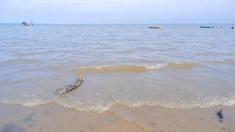 Calm Sea Waves When High Tide Begins Stock Photos