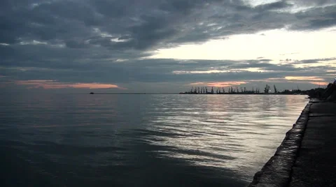 Calm at the seaside before sunset of a sun Stock Footage 36176047