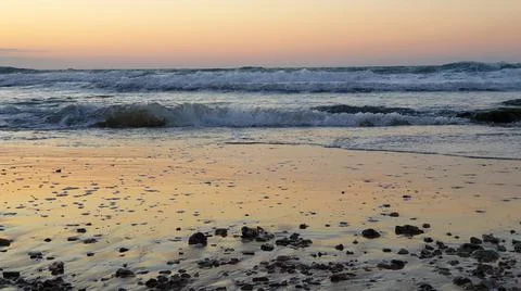 Calm Shoreline Sunset Stock Photos