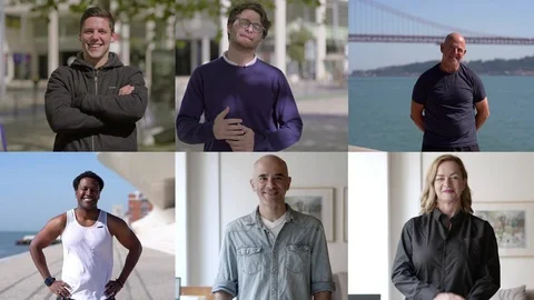 Calm smiling people looking at camera Video stock 124837833