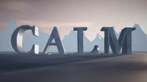 Calm Snow-Capped 3D Ice Text on a Frozen Glacier Stock Illustration