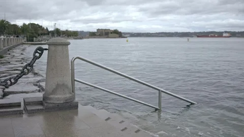 Calm Before the Storm: Serenity at the Seafront Stock Footage 260386151