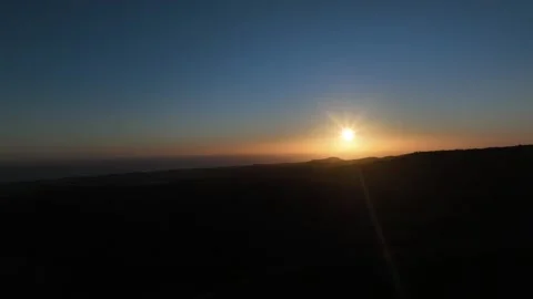 Calm Sunset with Deep Blue Sky and Dark Mountain Ridge – Gran Canaria Stock Footage 309943662