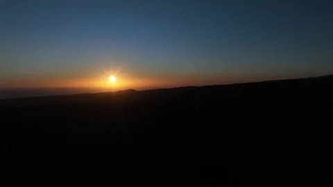 Calm Sunset with Deep Blue Sky – Aerial View from Gran Canaria Stock Footage 309943665