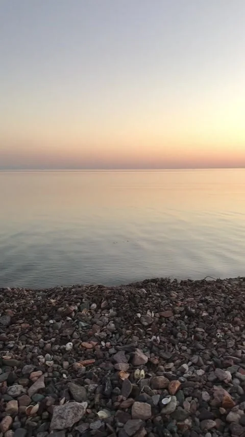 Calm Sunset Over Tranquil Lake Shore at Dusk Stock Footage 331233974