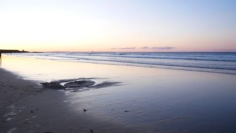 Calm sunset Scotland beach Stock Footage 79627375