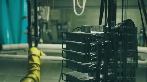 Calm technical scene. Quiet industrial setup with symmetrical elements Stock Footage 335595571