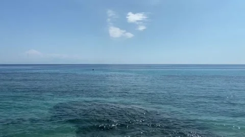 Calm Tropical Ocean Horizon with Clear Blue Water Stock Footage 340435448