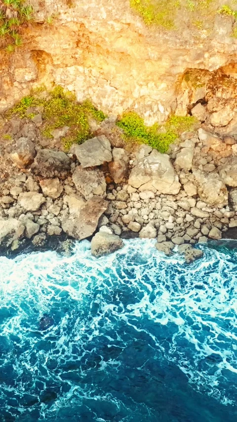 Calm turquoise ocean extends toward a distant horizon beneath a clear blue .. Vídeo Stock 341542901