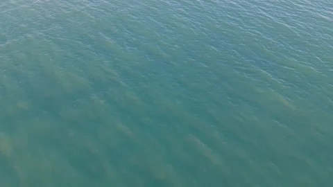Calm turquoise sea surface texture captured from aerial drone Stock Footage 325720207