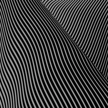 Calm vector geometric background with wavy lines and moire effect. Stock Illustration