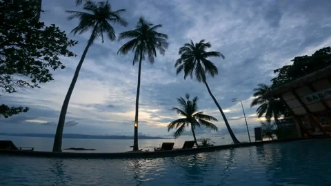 Calm video at the beach next to the pool Stock Footage 194445872