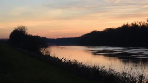Calm video from a river after sunset Stock Footage 229801551