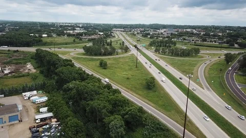 Calm View of Freeway intersection Stock Footage 92701017