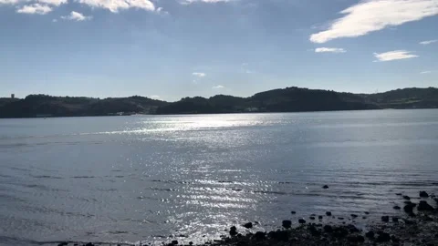 Calm water flow in Tejo River Stock Footage 145989926