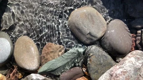 Calm water over rock pool with relaxing reflections from overhead Video stock 153593398